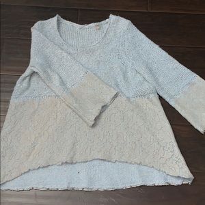 Knitted & Knotted Lace Adorned Flared Sweater Med